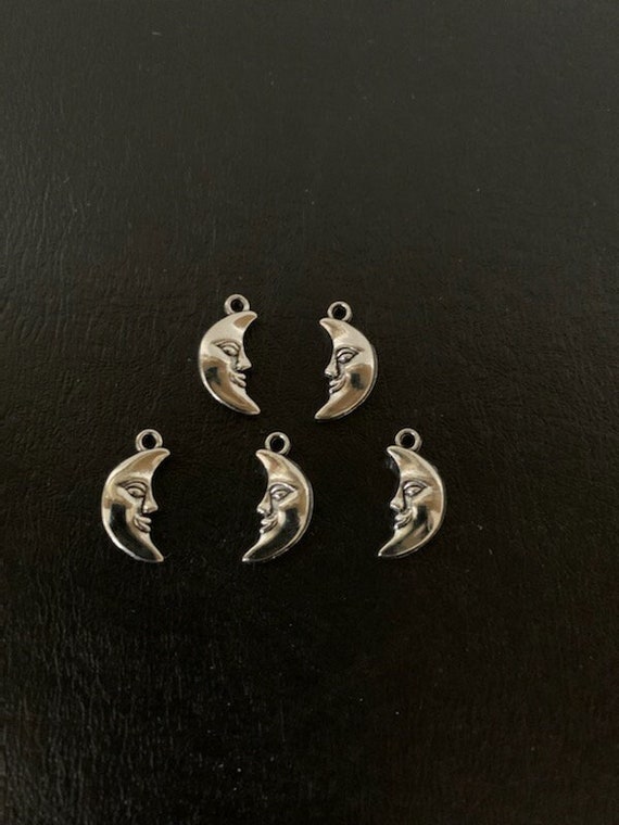 Side Moon with Face Charm Pendant Side Moon with Face Charm Pendant