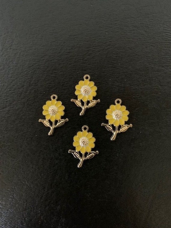 Gold and Yellow Sunflower Charms, Metal Charms, Sunflower Charm