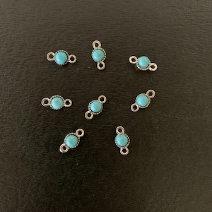 8 mini turquoise & silver connector charms, turquoise connectors, connector charms, connectors, turquoise charms, turquoise jewelry, minis