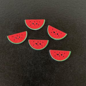 5 watermelon buttons, watermelon button, watermelon buttons, watermelon slice, wood watermelon, fruit buttons, summer buttons, food buttons