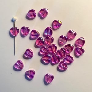 25 purple iridescent heart beads, purple heart beads, iridescent beads, iridescent beads bulk, beads iridescent, mini heart bead, heart bead