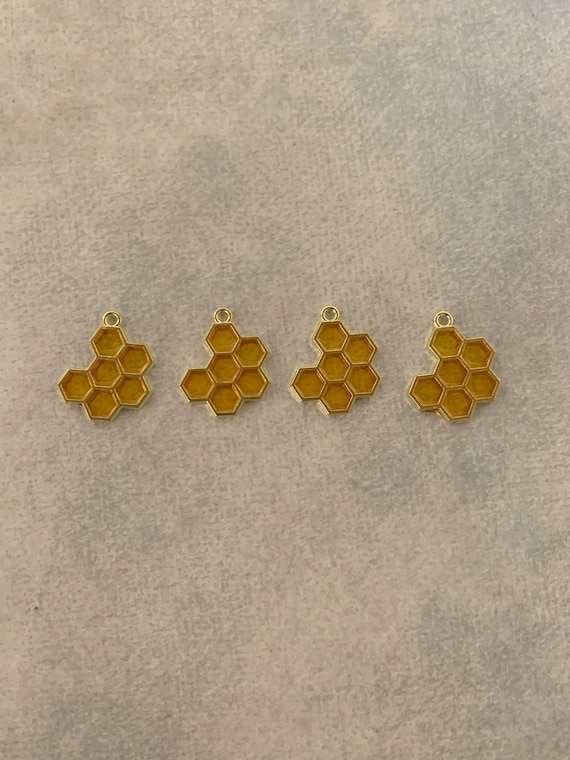 4 honeycomb charms, honeycomb charm, honeycomb pendant, honeycomb jewelry, honey comb charm, honey comb pendant, honey comb jewelry, honey