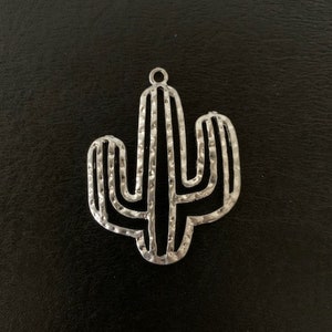 1 lg silver cactus pendant, cactus pendant, silver cactus, cactus jewelry, large silver pendant, southwest pendant, desert jewelry, cactus