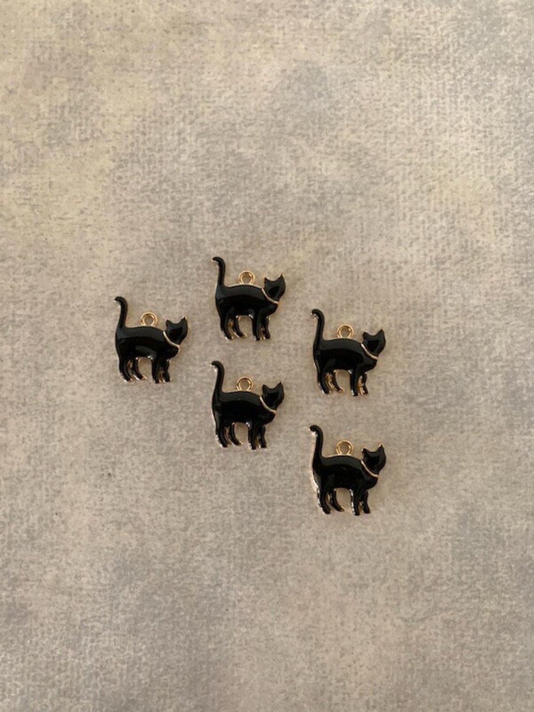 5 Black Cat Charms, Cat Charm, Small Cat Charm, Black Cat Charm, Kitty