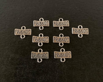 8 silver FRIENDS connector charms, friends charms, friends jewelry, silver friends charm, friendship gift, friends gift, charms friendship
