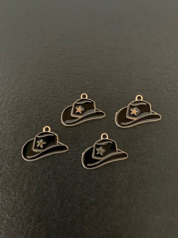 Black Gold Cowboy Hat Charms, Cowboy Hat Charm, Cowboy Hat
