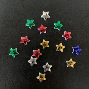 15 random mix star buttons, star buttons, button star, assorted star buttons, small star buttons, red star buttons, gold star buttons, stars