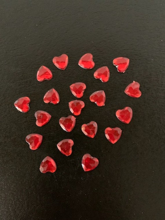20 Red Heart Embellishments, Red Heart Gems, Red Heart Flats, Heart  Cabochon, Cabochon Hearts, Heart Embellishments, Cardmaking Hearts, 