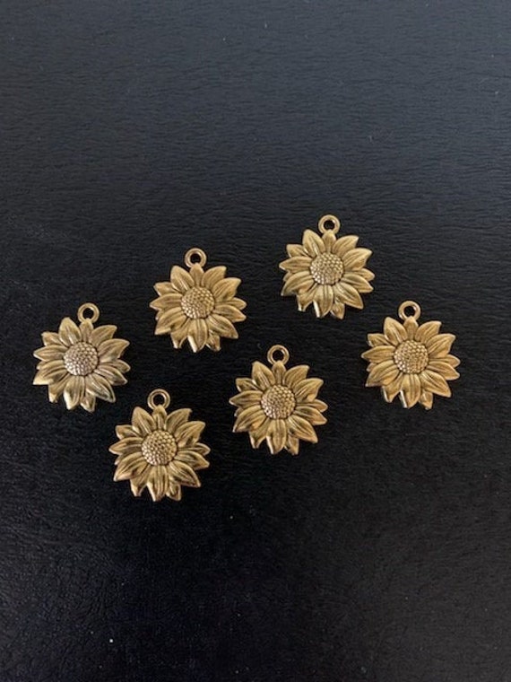 Sunflower Charms, Metal Charms, Charm Bracelet, Sunflower Charm