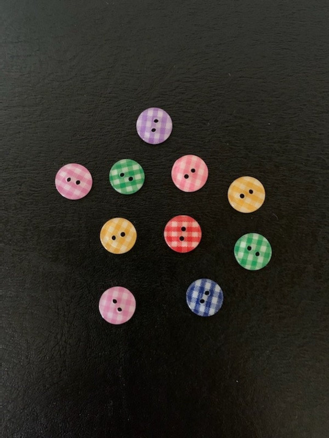 Half Inch Button 10 Random Mix Gingham Buttons, Gingham Accessory, Gingham Buttons ...