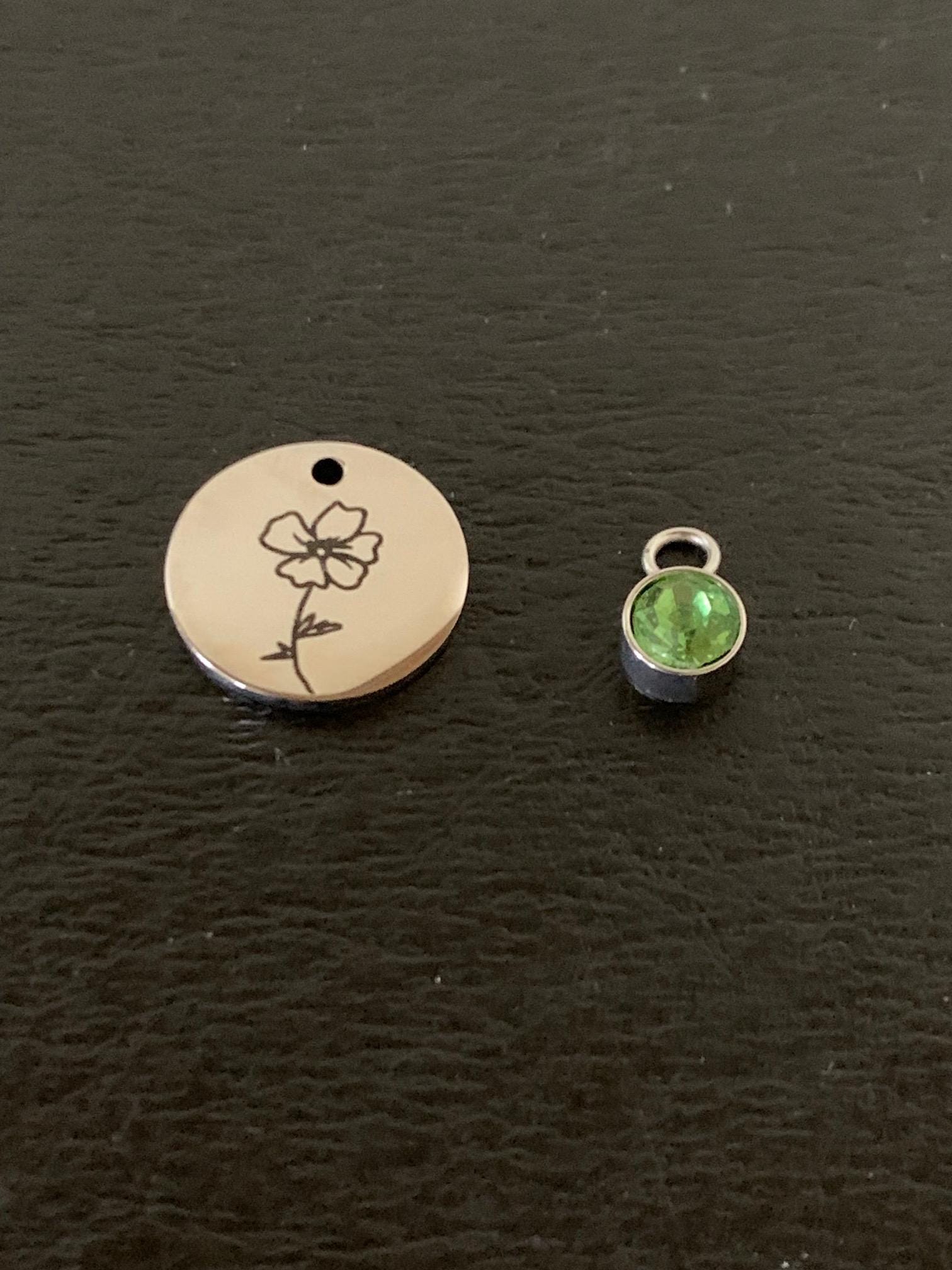 2 Pc Set Silver August Birth Flower & Birthstone Charms, August Birth ...