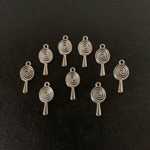 9 lollipop charms, lollipop charm, lollipop jewelry, candy charms, spiral lollipop, candy jewelry, silver candy charm, dessert charms, candy