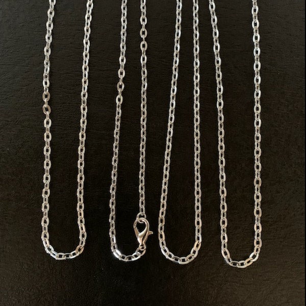 4 - 28" 2.0mm silver cable chains, 28 inch silver chain, 28 inch chain, silver cable chain, cable chain silver, silver necklace chain, chain