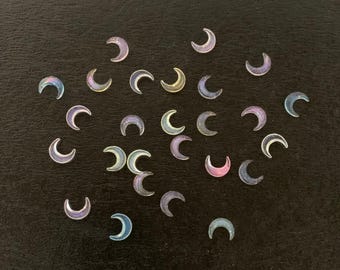 25 random mix mini moon flats, moon flatbacks, moon cabochon, mini flatback charms, mini cabochon, nail charms, tiny crescent moon, crescent