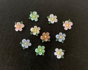 10 sm random mix leaf flower flatbacks, pastel flowers, flower cabochons, flower cabachons, flower flatback, flower flat back, small flowers