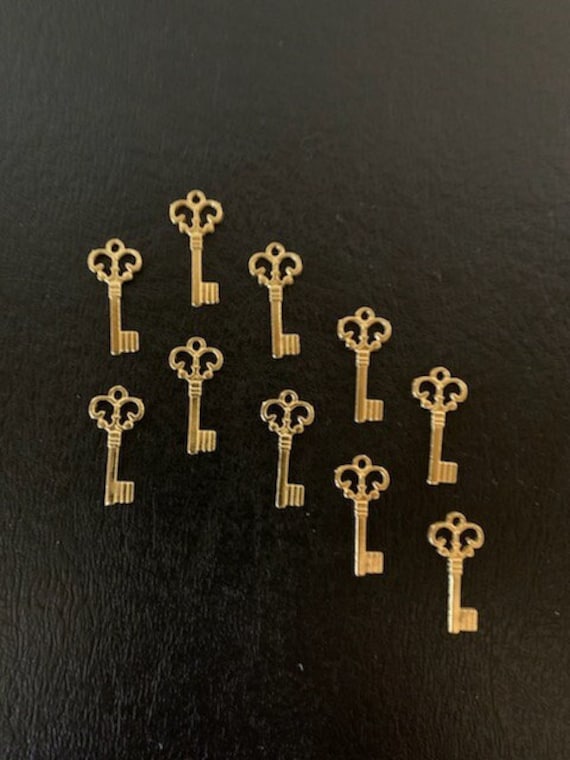 10 Gold Key Charms Key Charms Key Charms Gold Metal Charms