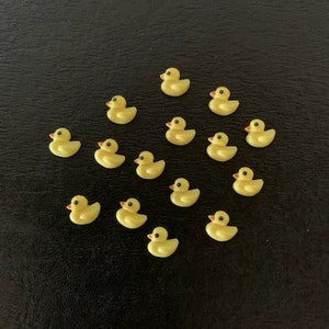 15 mini duck cabochons, duck cabochon set, duck flatbacks, mini yellow ducks, cabochon ducks, flatback duckie, flatback duck, mini ducks