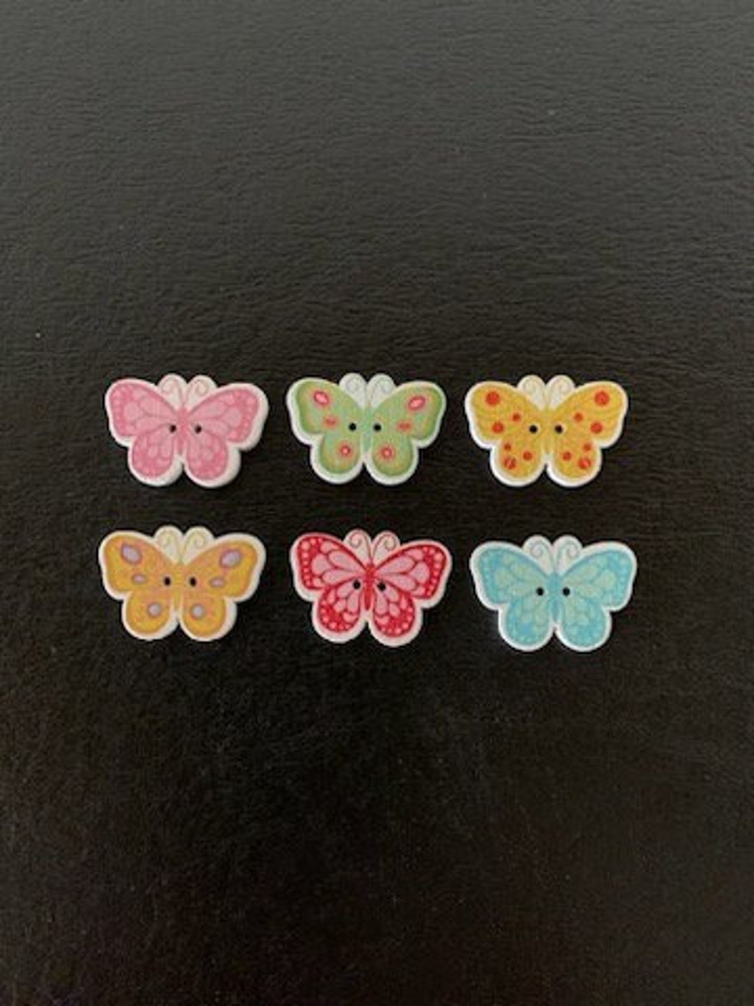 6 Random Mix Wood Butterfly Buttons, Butterfly Button, Wood Buttons ...
