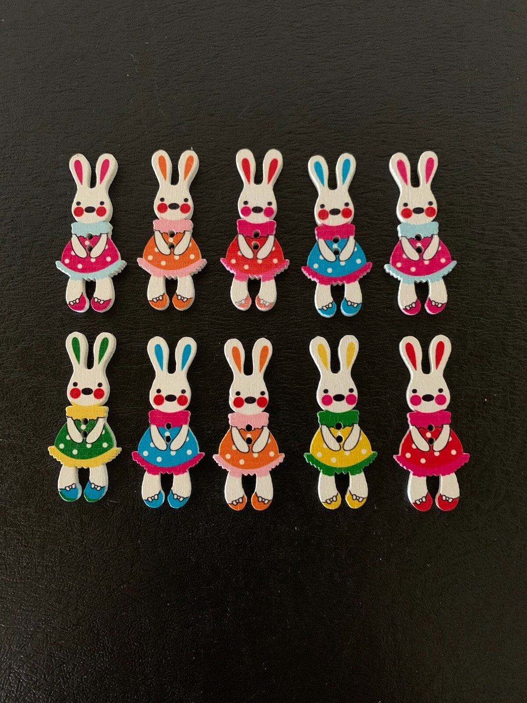 10 Random Mix Girl Rabbit Buttons, Rabbit Buttons, Bunny Buttons