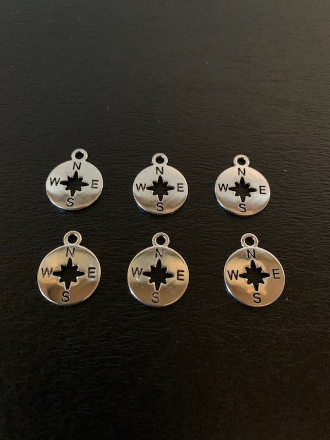 6 Silver Compass Charms, Compass Charm, Compass Pendant, Pendant