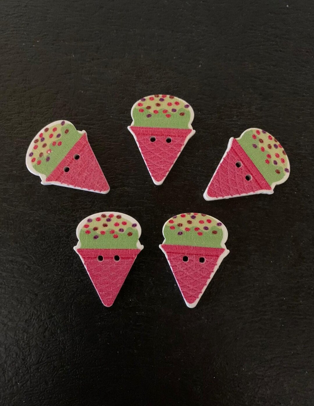 5 Ice Cream Cone With Sprinkles 2 Hole Wooden Buttons, Ice Cream ...