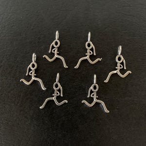 5-6 stick girl runner charms, runner charm, girl runner charms, runner jewelry, pony tail charms, stick people charms, stick runner, runner