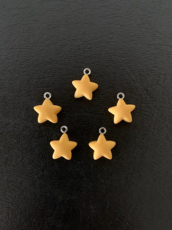 5 Yellow Star Charms, Star Charms, Charms Star, Yellow Stars
