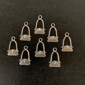 8 silver mini purse charms, mini purse charm, silver purse charm, silver purse jewelry, purse jewelry, charms purse, purse charm silver,