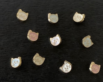 10 mini pastel cat buttons, cat buttons, pastel buttons, animal buttons, mini buttons, mini cat, shank buttons, cat head, cute buttons, cats