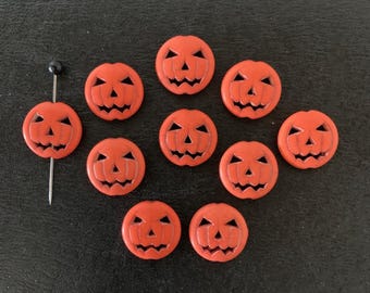 10 orange jack o lantern beads, halloween beads, pumpkin beads, orange beads, halloween jewelry, pumpkin jewelry, orange stone beads
