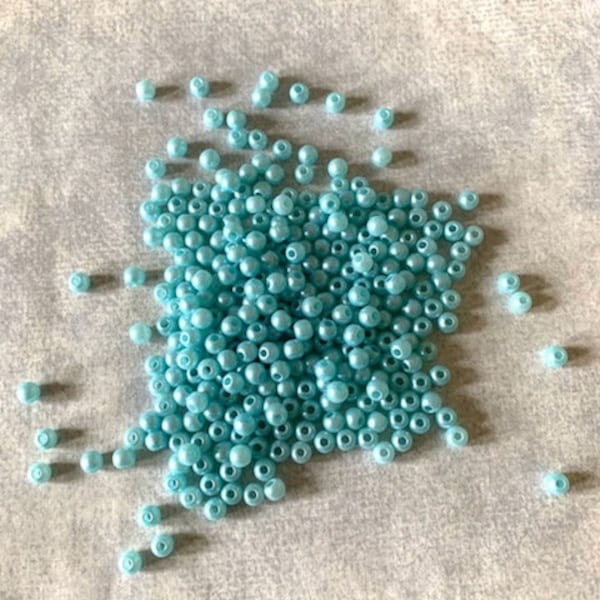 300 - 4 mm aqua pearl beads, 4mm aqua beads, aqua beads, aqua beads bulk, small aqua beads, bulk jewelry beads, necklace beads, beads aqua,