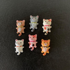 6 assorted mix cat cabochons, cat cabochon, cat flats, cat flatbacks, calico cats, calico cat flatback, cabochon cat, tiger cats, cat crafts
