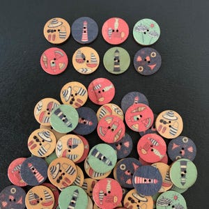 72 random mix summer buttons, nautical buttons, fish buttons, lighthouse buttons, beach buttons, swimwear buttons, summer scrapbook, summer