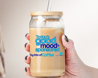 Coffee Lover 16oz Glass Tumbler with Lid & Straw