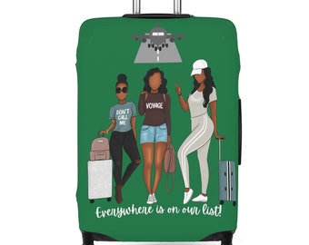 Green Suitcase Cover: "Everywhere Is On Our List!" Travel Protector