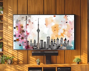 Toronto Skyline TV Art | Watercolor Cityscape Screensaver (Digital Download