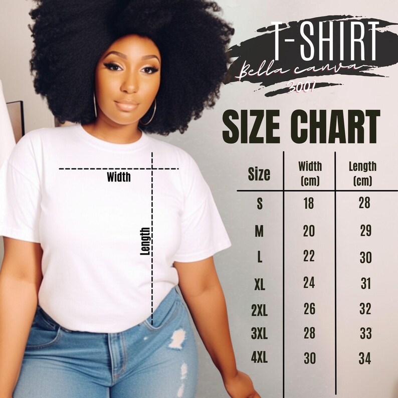 Pu&ograve; includere: Tabella delle taglie per t-shirt con misure in centimetri. La tabella mostra la larghezza e la lunghezza delle t-shirt nelle taglie S, M, L, XL, 2XL, 3XL e 4XL.