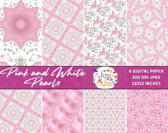 Documenti digitali Perle rosa - Scarica scrapbook Motivi geometrici - Confezione di carta fantasia