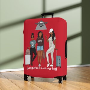 Red Suitcase Cover: Custom Travel Luggage Protector