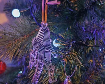 Clear Acrylic Predator Stealth Camouflage Christmas Tree Decoration – Unique Sci‑Fi Holiday Ornament