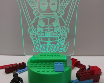 Base de luz nocturna con bloques de construcción: regalo creativo para niños, alimentación USB