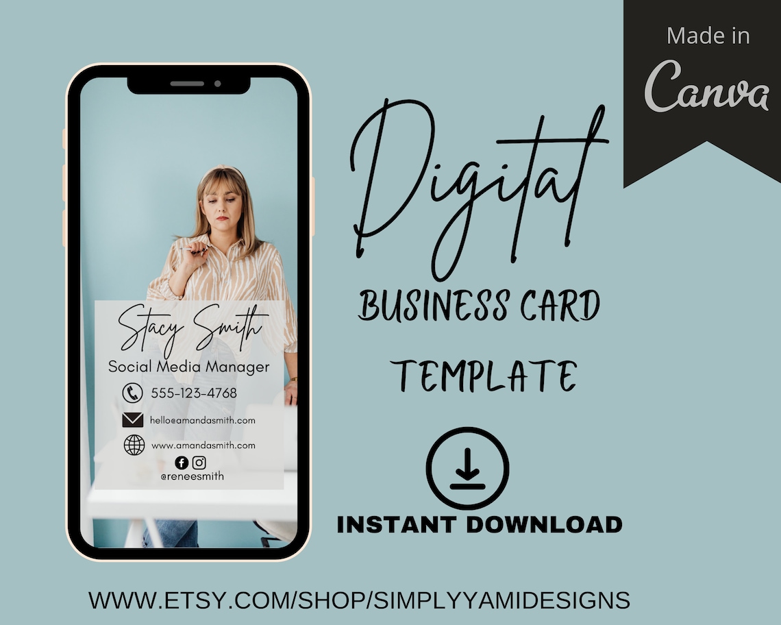 Canva Digital Business Card
 Digital Business Card Canva Template Modern Business Etsy