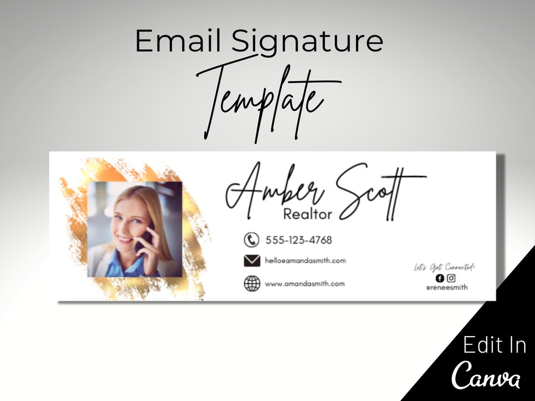 Email Signature Canva Template Professional Real Estate Etsy