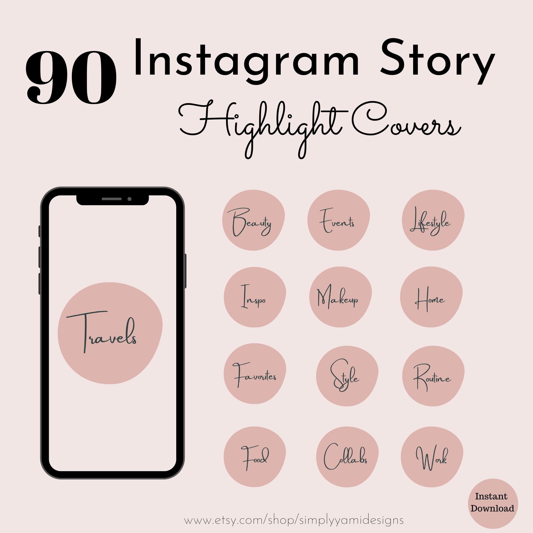 90 Instagram Story Highlight Covers Neutraltext Instagram - Etsy