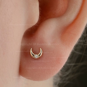 Gold half moon earrings cheap