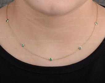 Prawdziwy naszyjnik ze szmaragdowego złota 14K: Choker z oprawą bezelową