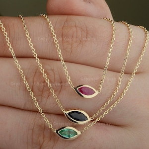 Fine Quality Natural Sapphire Necklace/ Marquise Blue Sapphire Necklace/ Blue Gemstone Necklace/ Thanksgiving Christmas Jewelry Gift