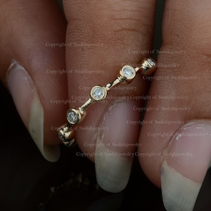 Stackable Diamond Eternity Ring/ Diamond Wedding Band Ring / 14k Gold Dainty Ring/ 14k Yellow Gold Diamond Eternity Ring Mothers Day Gift