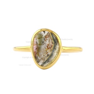 Unshaped Tourmaline Ring/ Genuine Watermelon Tourmaline Ring/ Multi Color Gemstone Ring/ Promise Gift For Her/ Fine Jewelry