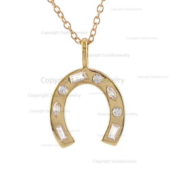 ソリッド 14K イエロー ゴールド 幸運の馬蹄ペンダント 本物 ソリッド 14K イエロー ゴールド 幸運の馬蹄ペンダント 本物